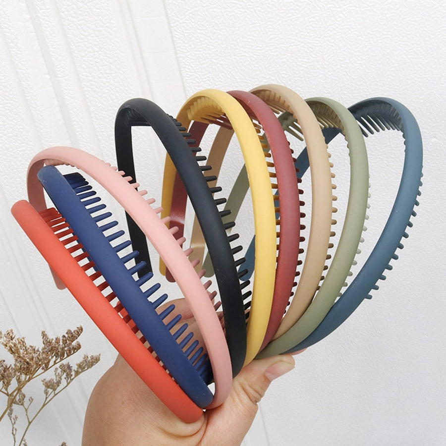9Pcs Multicolor Resin Hair Hoop Set Flexible Comfortable Headbands Minimalistic Toothed Headbands for All Hair Types Image 1