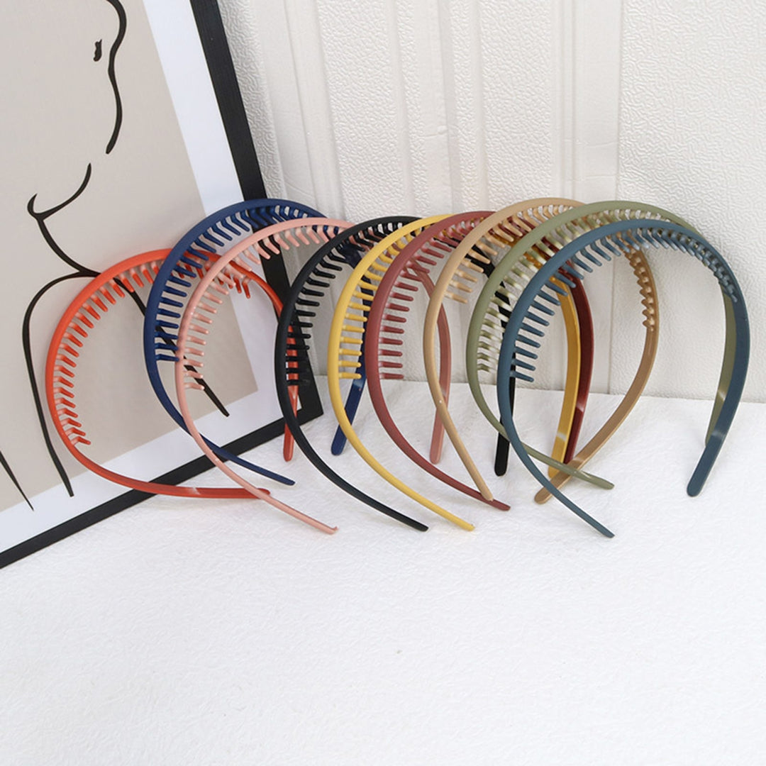 9Pcs Multicolor Resin Hair Hoop Set Flexible Comfortable Headbands Minimalistic Toothed Headbands for All Hair Types Image 3