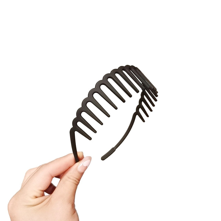 Women Non-Slip Hair Comb Hairband Solid Color Frosted Texture Bang Headband Sturdy Hair Hoop with Teeth Image 1