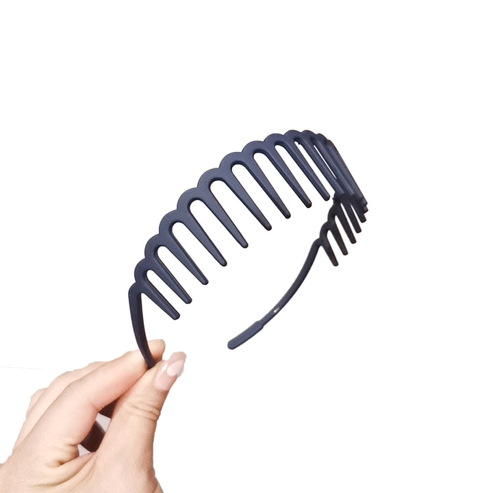 Women Non-Slip Hair Comb Hairband Solid Color Frosted Texture Bang Headband Sturdy Hair Hoop with Teeth Image 8