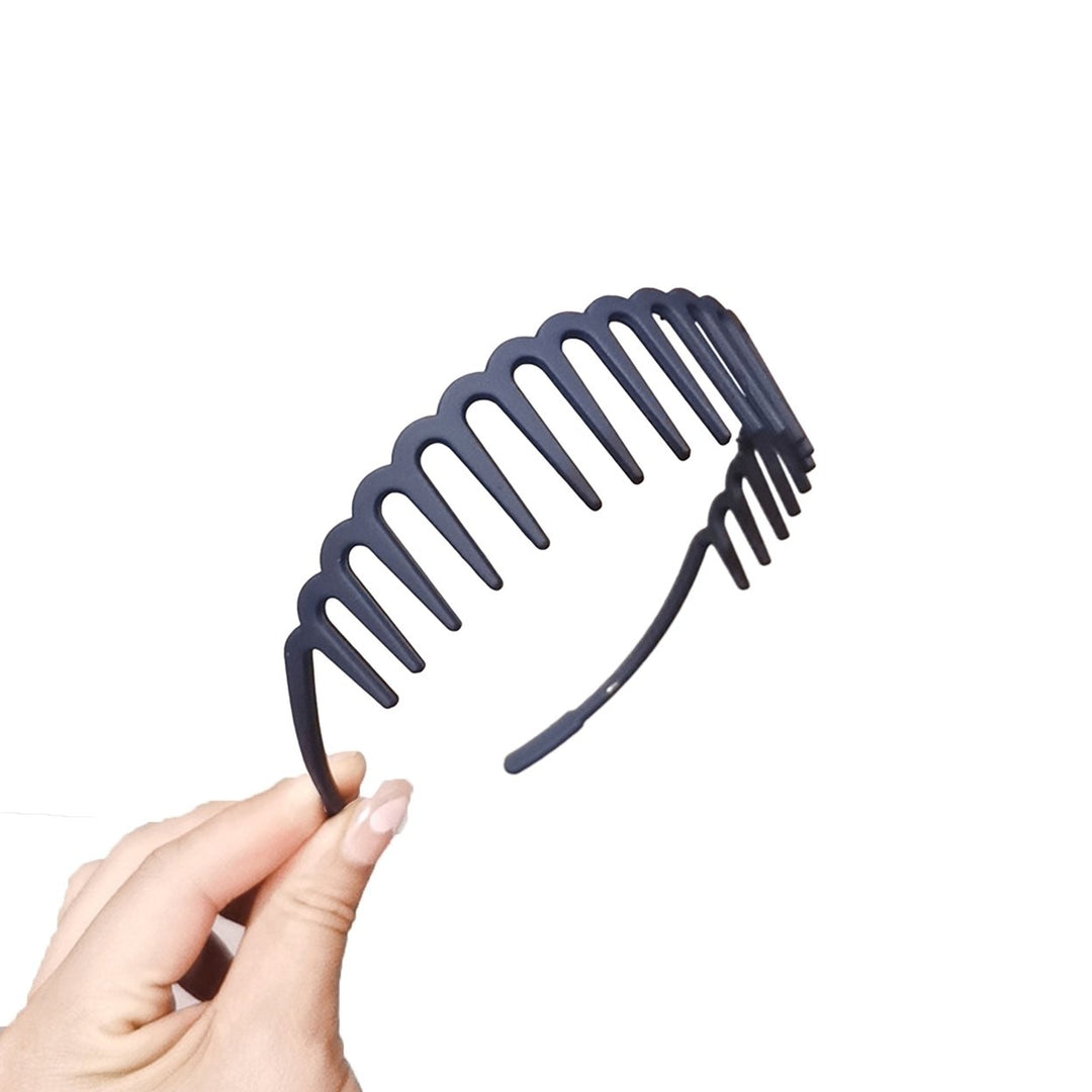 Women Non-Slip Hair Comb Hairband Solid Color Frosted Texture Bang Headband Sturdy Hair Hoop with Teeth Image 1