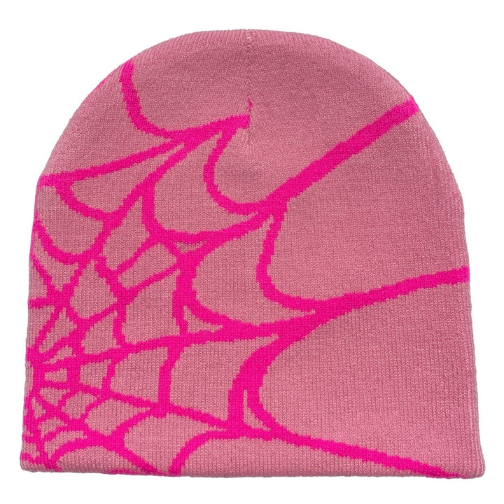 Winter Hat Spider Web Print Knitted Unisex Beanie Hat Halloween Party Cap High Elasticity Image 1