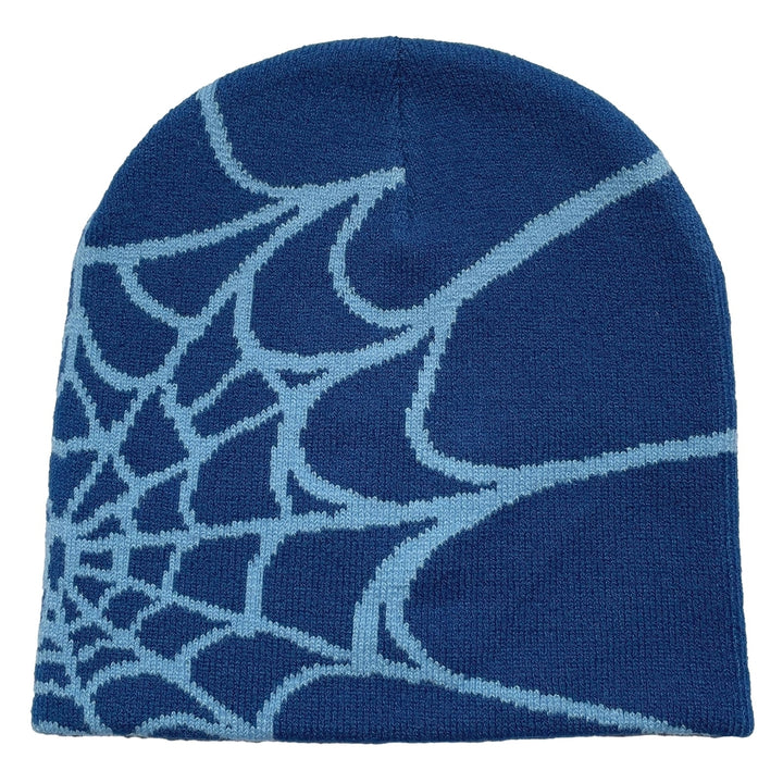 Winter Hat Spider Web Print Knitted Unisex Beanie Hat Halloween Party Cap High Elasticity Image 4