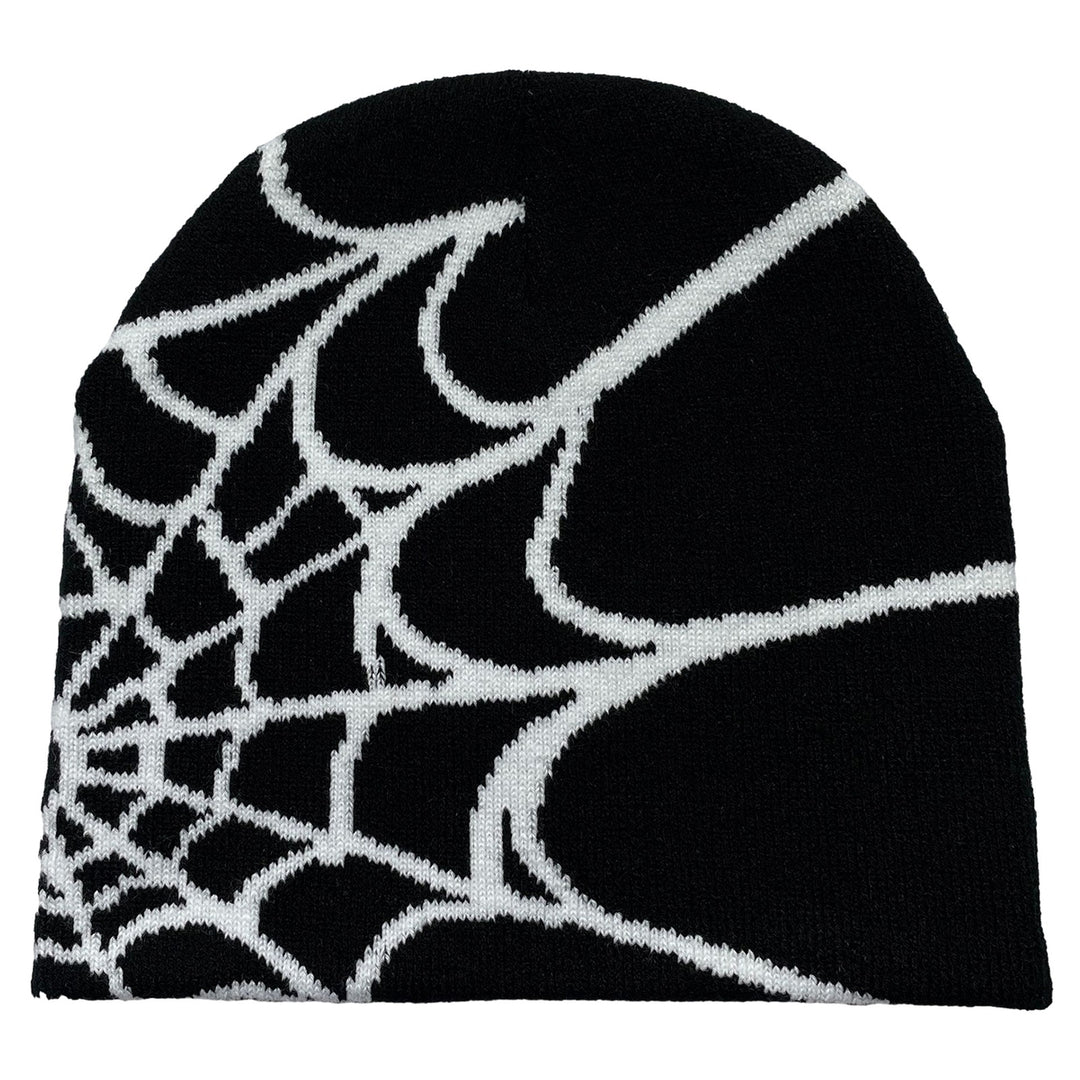 Winter Hat Spider Web Print Knitted Unisex Beanie Hat Halloween Party Cap High Elasticity Image 4