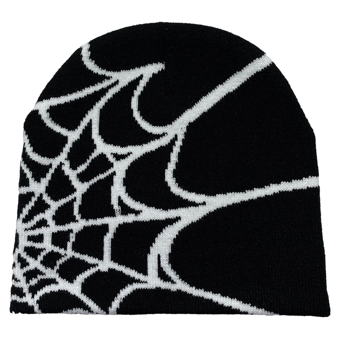 Winter Hat Spider Web Print Knitted Unisex Beanie Hat Halloween Party Cap High Elasticity Image 1