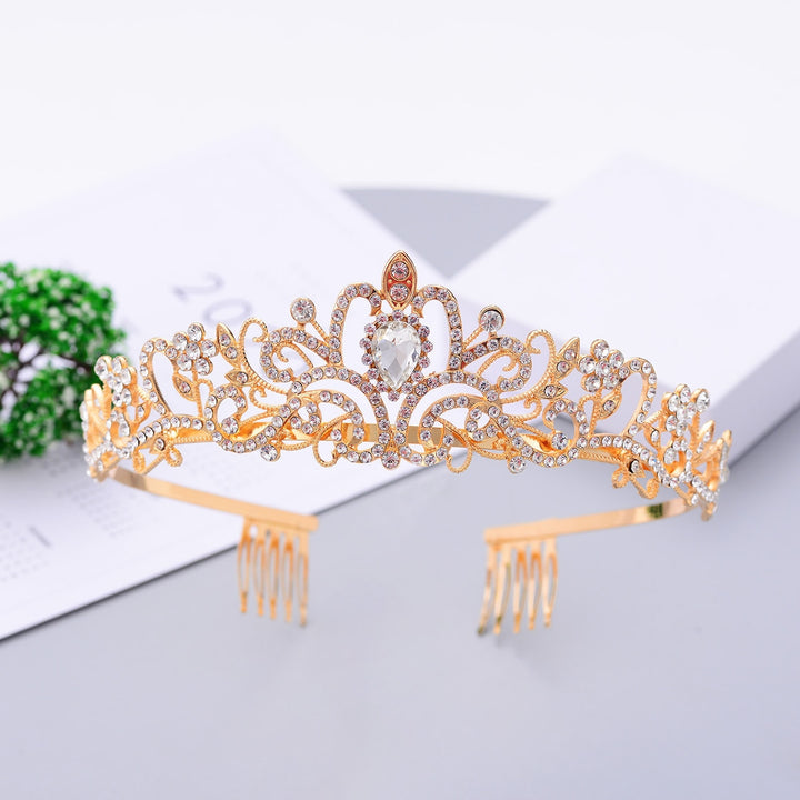 2Pcs/Set Women Shiny Rhinestone Birthday Tiara Crowns Belt Set Girls Princess Crown with Combs Birthday Party Decoration Image 9