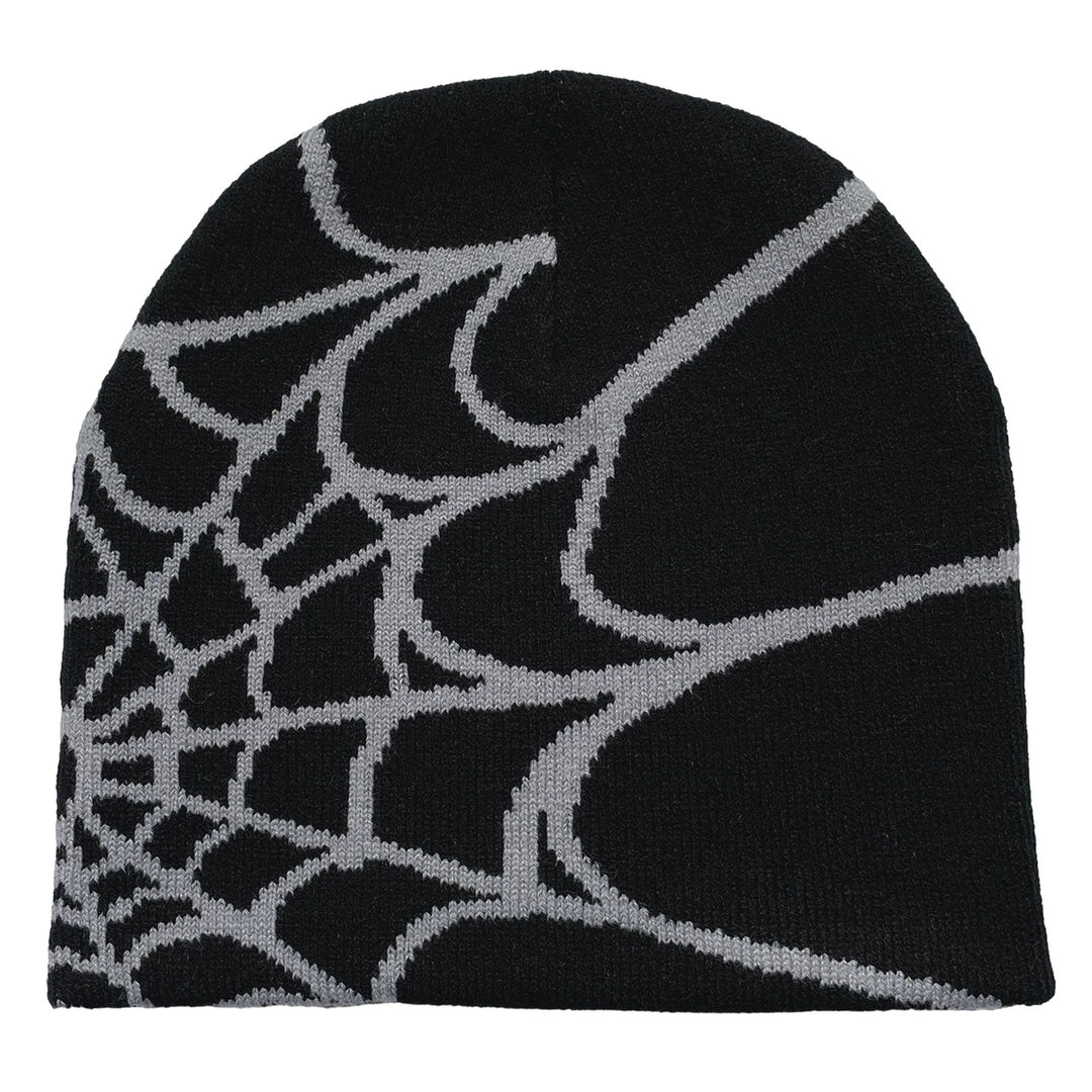 Winter Hat Spider Web Print Knitted Unisex Beanie Hat Halloween Party Cap High Elasticity Image 7