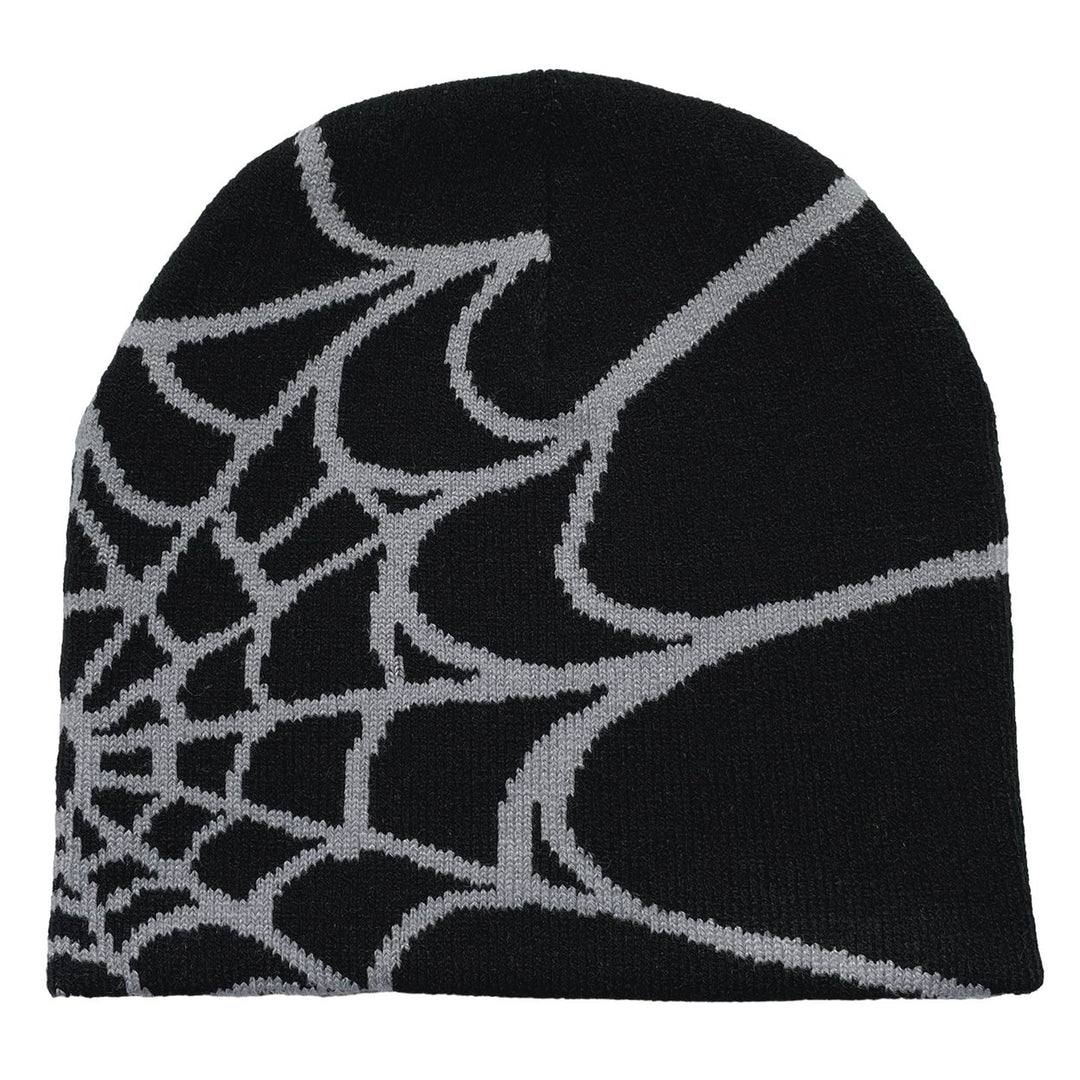 Winter Hat Spider Web Print Knitted Unisex Beanie Hat Halloween Party Cap High Elasticity Image 1