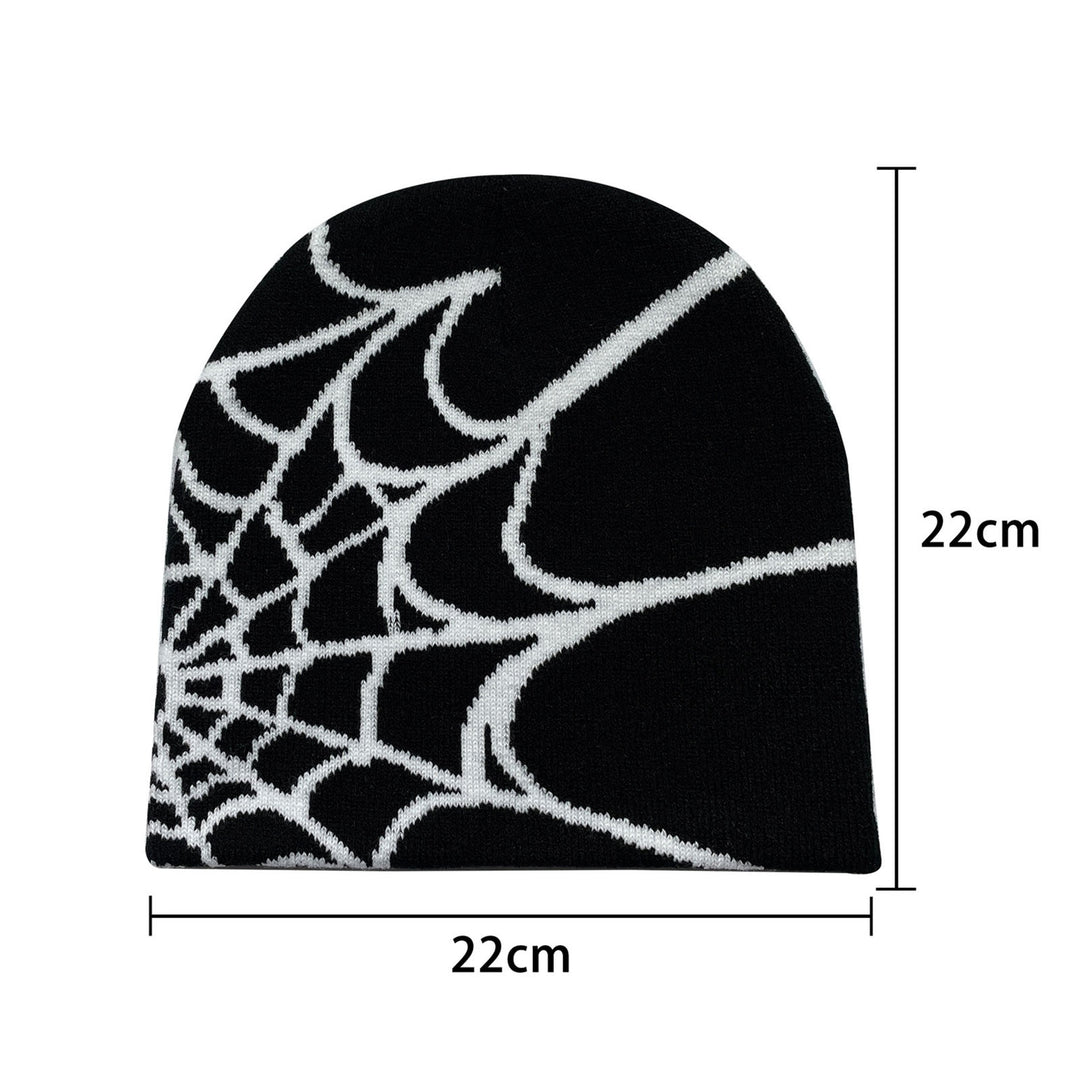 Winter Hat Spider Web Print Knitted Unisex Beanie Hat Halloween Party Cap High Elasticity Image 11