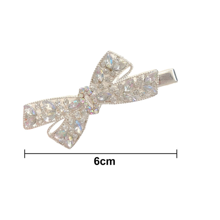 Women Hairpin Bow Shape Faux Pearl Rhinestone Faux Crystal Decor Hollow Out Exquisite Anti-slip Sparkling Luxury Hair Image 11