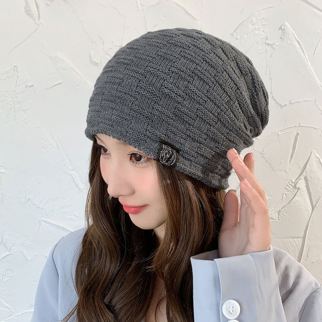 Men Knitted Hat Winter Beanie Cap Slouchy Cold Resistant Solid Color Warm High Elastic Thick Plush Image 10