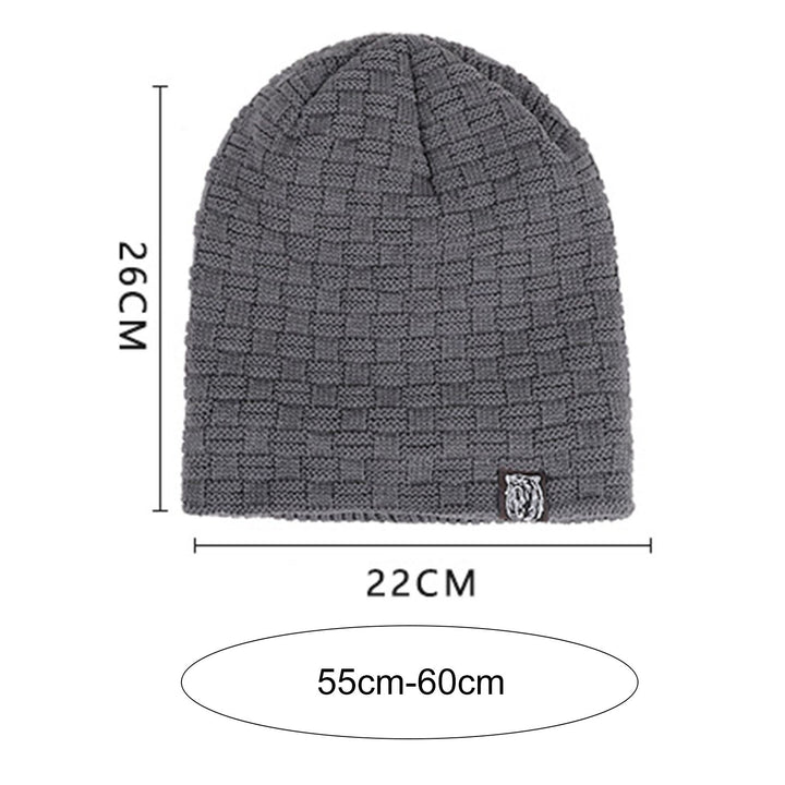 Men Knitted Hat Winter Beanie Cap Slouchy Cold Resistant Solid Color Warm High Elastic Thick Plush Image 11