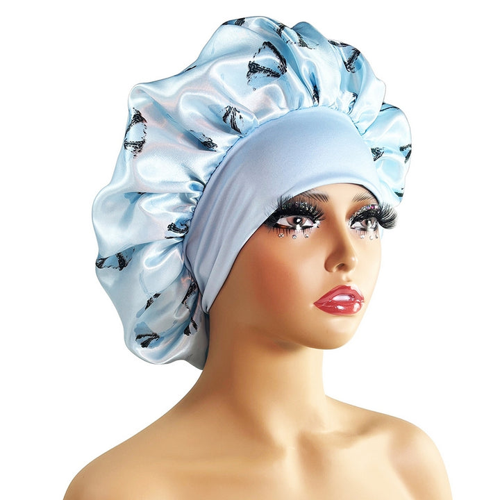 Hair Cap Silk Satin Bonnet Extra Large Sleeping Satin Bonnet Comfortable Flower Print Elastic Band High Density Women Image 11