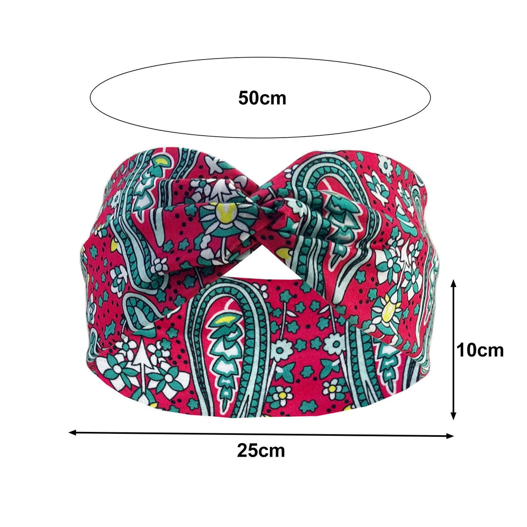 Women Casual Yoga Headband Cross Knot High Elastic Bohemia Style Printing Turban Headwrap Sweat Absorption Sport Image 11