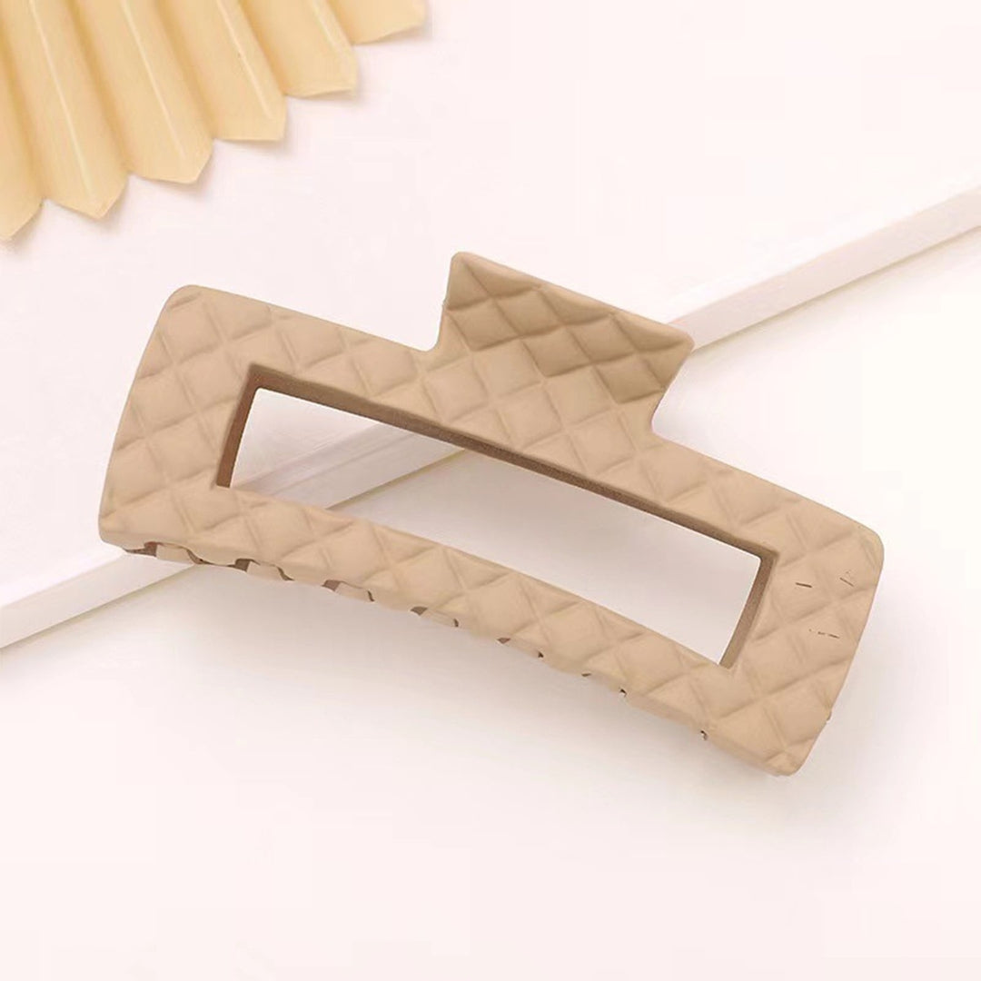 Women Hair Claw Hollow Oblong Shape Solid Color Strong Claw Anti-slip Elastic Spring Hair Organization Tool Hair Clip Image 12