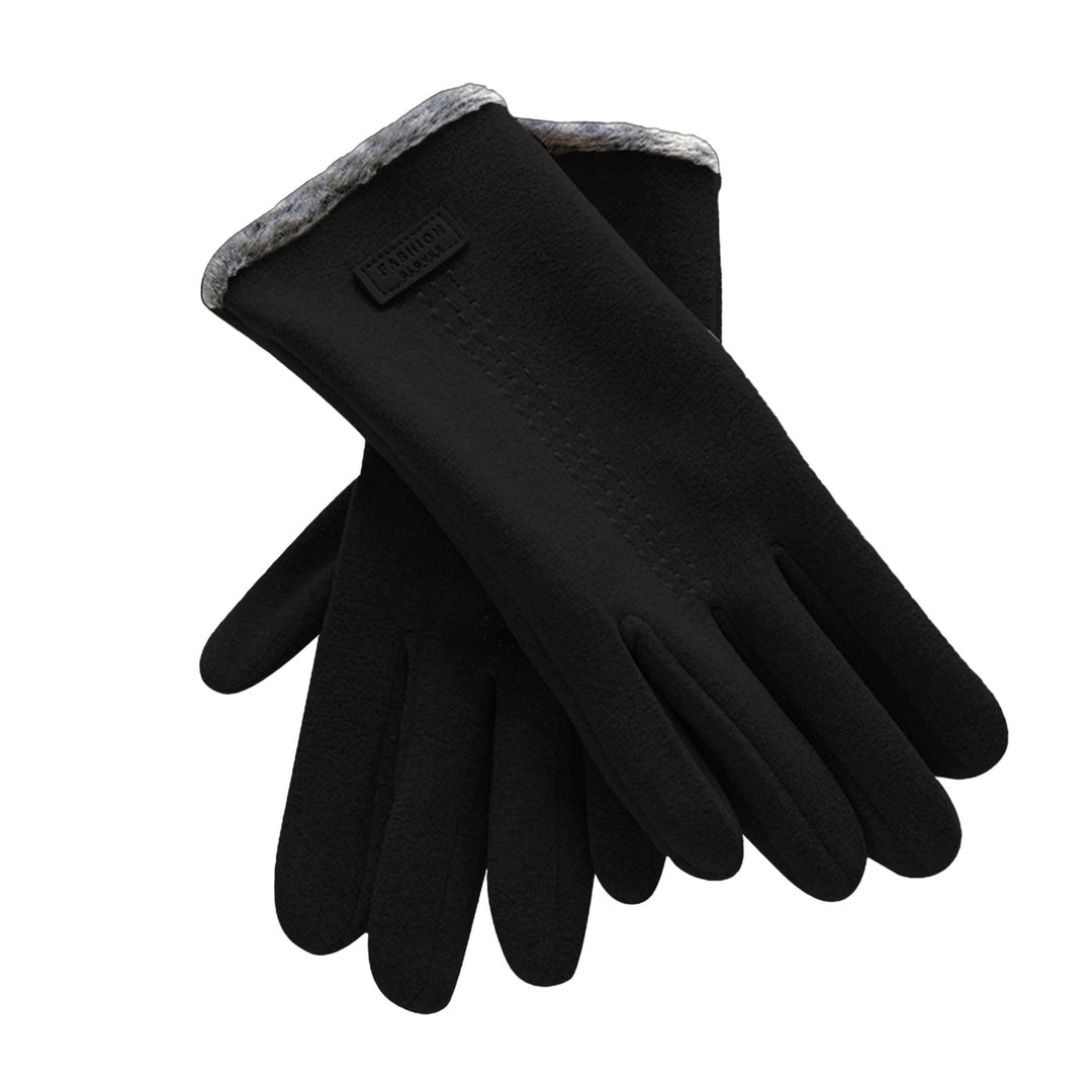 1 Pair Men Winter Gloves Full Fingers Anti-slip Thick Warm Plush Soft Lightweight Windproof Touch Screen Outdoor Cycling Image 2