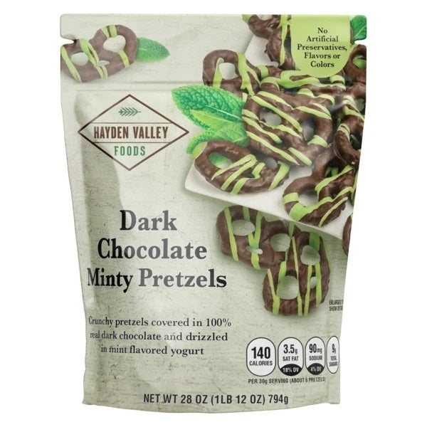 Hayden Valley Farms Dark Chocolate Minty Pretzels, 28 Ounce Image 1