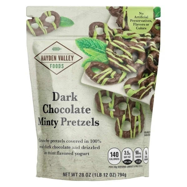 Hayden Valley Farms Dark Chocolate Minty Pretzels28 Ounce Image 1