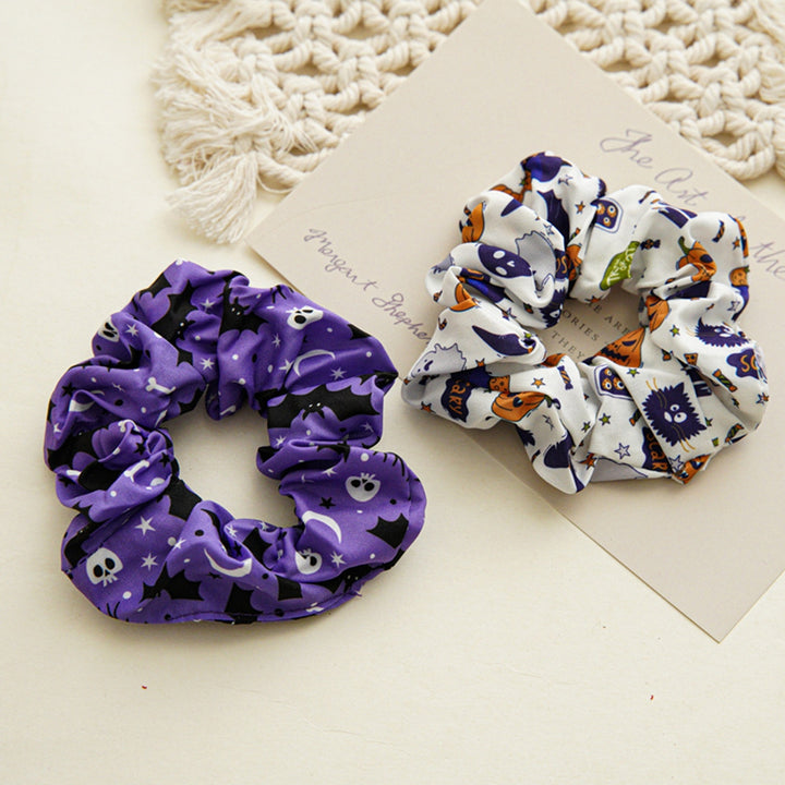 Hair Ring Elegant Halloween Pumpkin Hair Scrunchies Bright Color Stylish Elastic Hair Accessories for Women Image 8