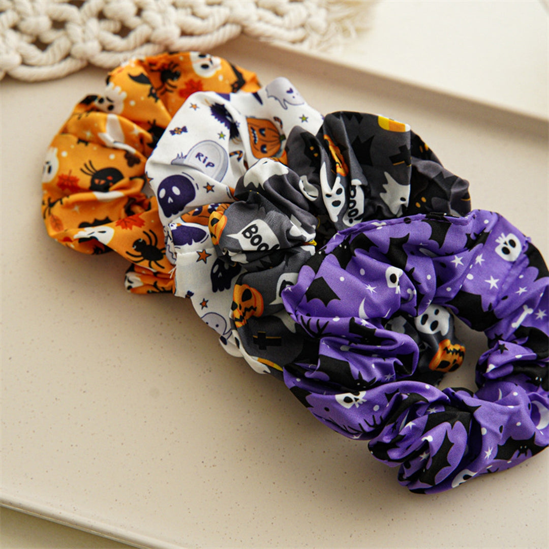 Hair Ring Elegant Halloween Pumpkin Hair Scrunchies Bright Color Stylish Elastic Hair Accessories for Women Image 10