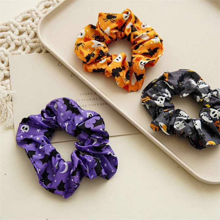 Hair Ring Elegant Halloween Pumpkin Hair Scrunchies Bright Color Stylish Elastic Hair Accessories for Women Image 11