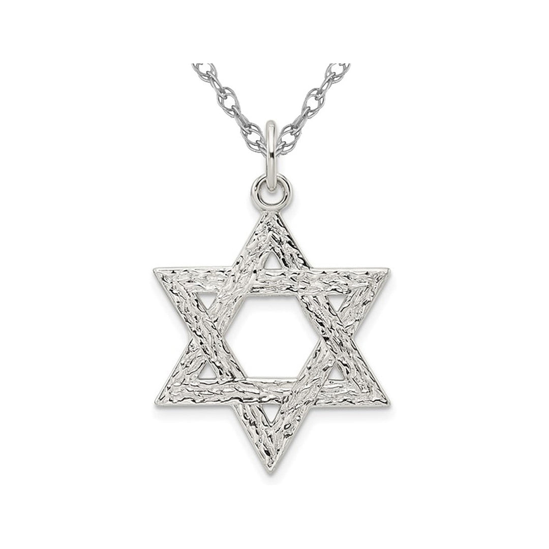 Sterling Silver Textured Star of David Pendant Necklace with Chain Image 1