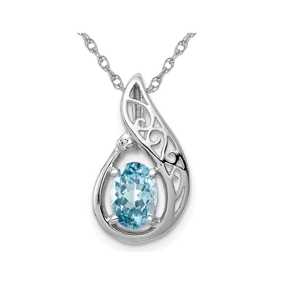 Swiss Blue Topaz Pendant Necklace 4/5 Carat (ctw) in Sterling Silver with Chain Image 1