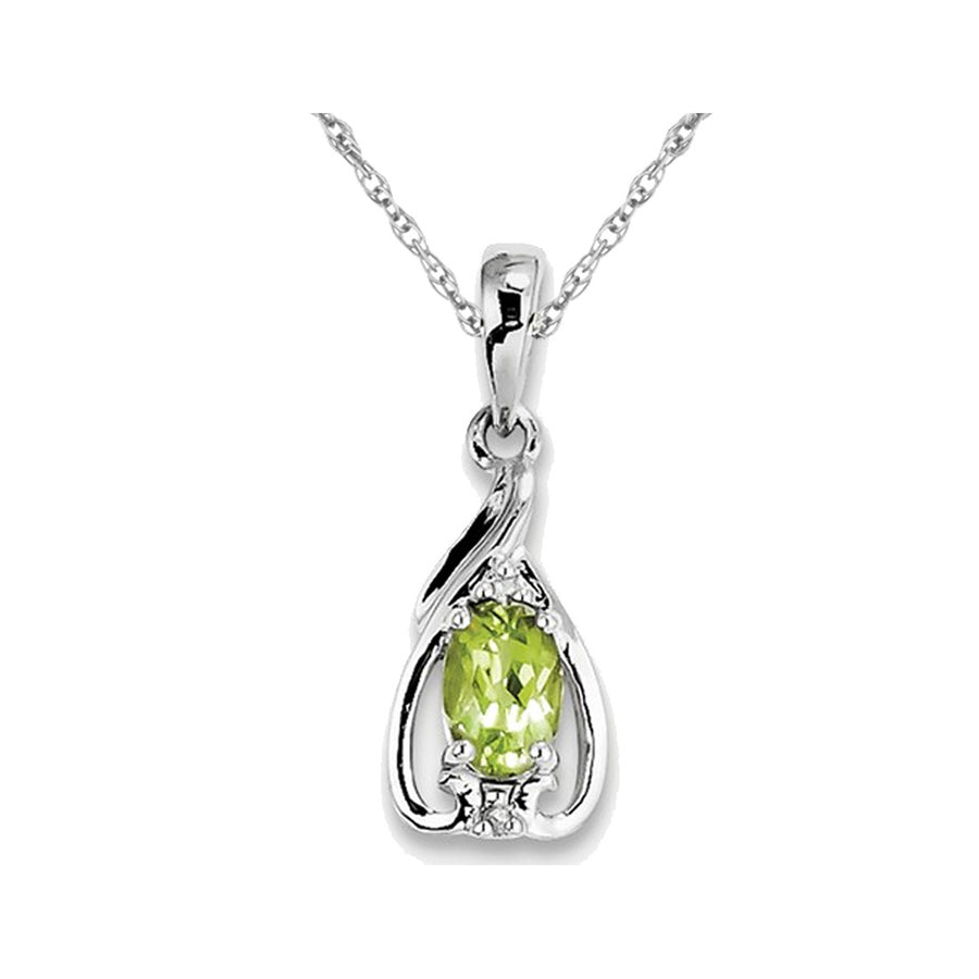 1/2 Carat (ctw) Peridot Drop Pendant Necklace in Sterling Silver with Chain Image 1