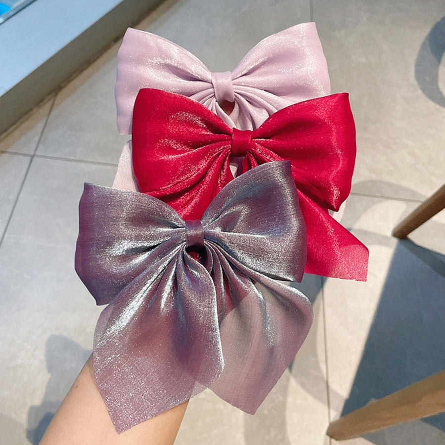 Hairpin Elegant Satin Hair Bow Clips Elastic Sturdy Fixing Women Stylish Gentle Hair Accessory for Delicate Hairstyles Image 1