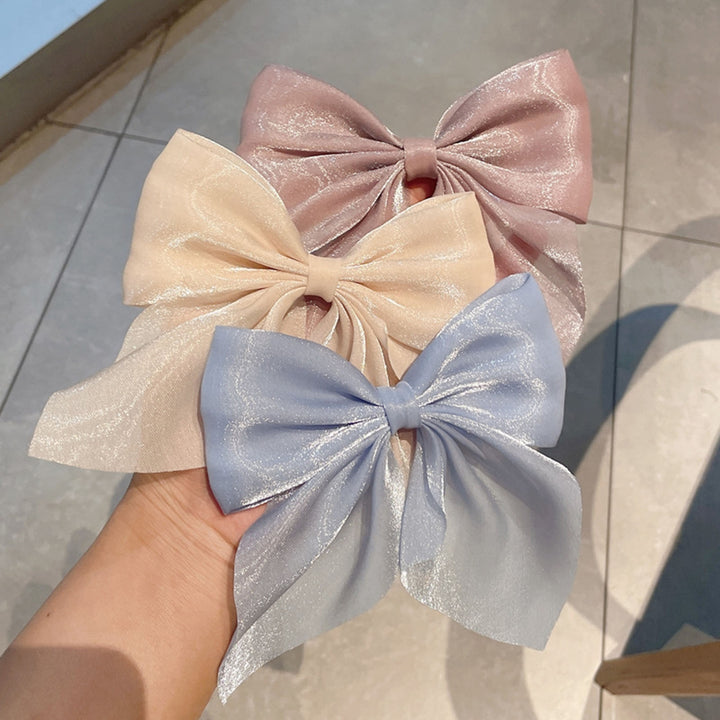 Hairpin Elegant Satin Hair Bow Clips Elastic Sturdy Fixing Women Stylish Gentle Hair Accessory for Delicate Hairstyles Image 9