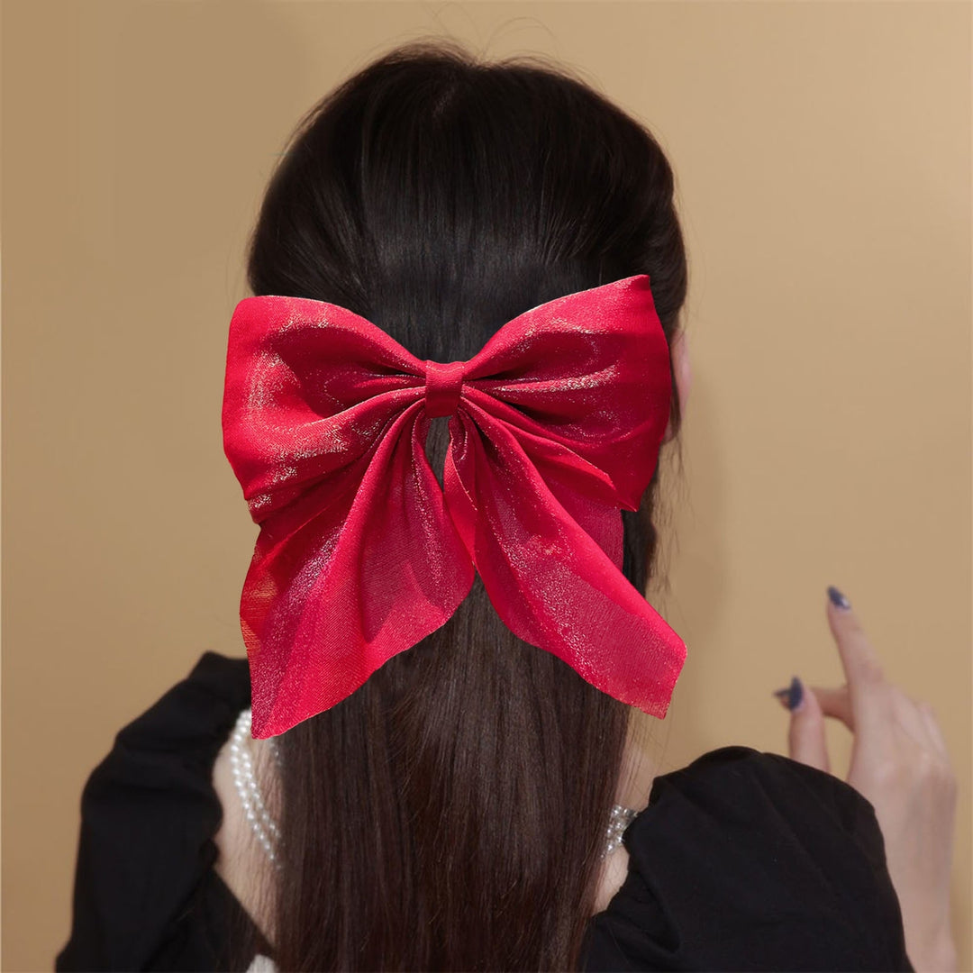 Hairpin Elegant Satin Hair Bow Clips Elastic Sturdy Fixing Women Stylish Gentle Hair Accessory for Delicate Hairstyles Image 10