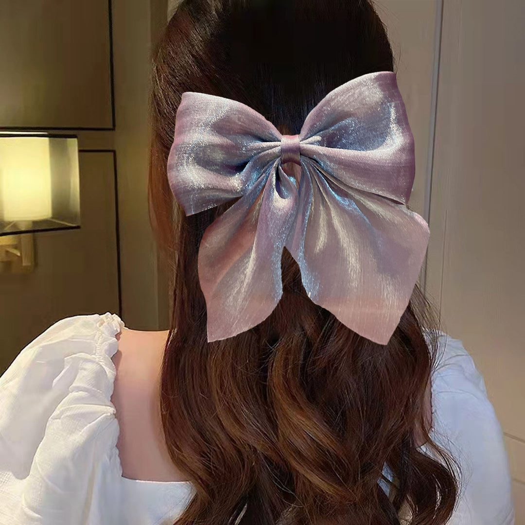 Hairpin Elegant Satin Hair Bow Clips Elastic Sturdy Fixing Women Stylish Gentle Hair Accessory for Delicate Hairstyles Image 11