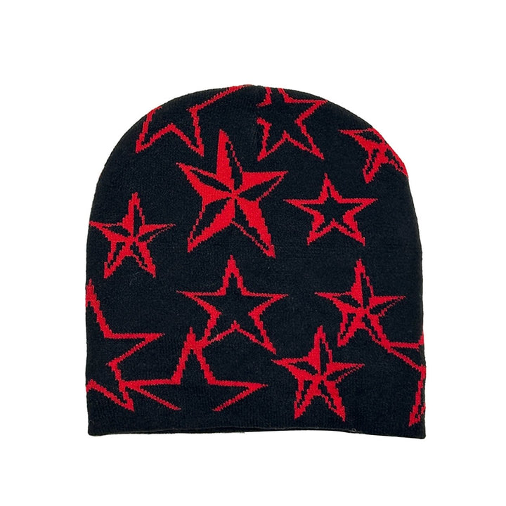 Unisex Knitted Hat Ultra-Thick Windproof Super Soft Lightweight High Elastic Star Print Winter Warm Hat Image 2