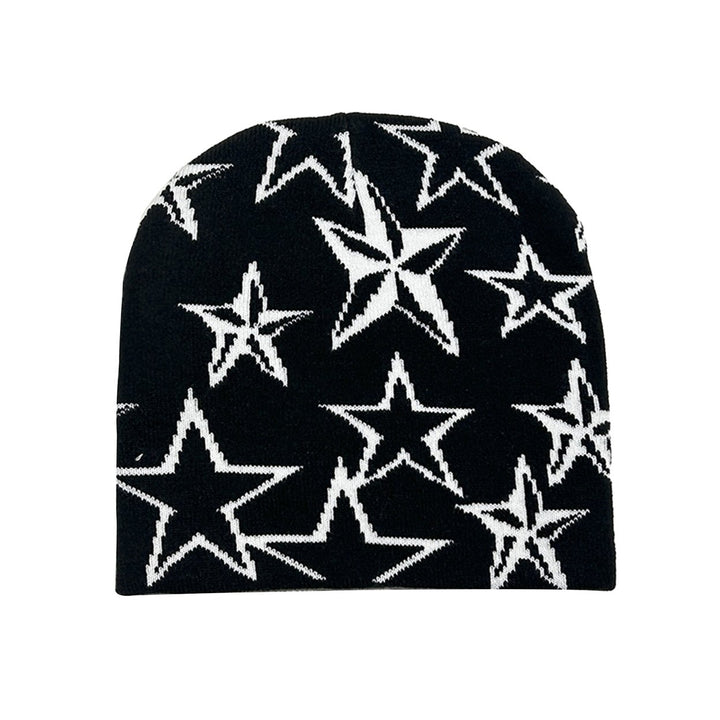 Unisex Knitted Hat Ultra-Thick Windproof Super Soft Lightweight High Elastic Star Print Winter Warm Hat Image 3