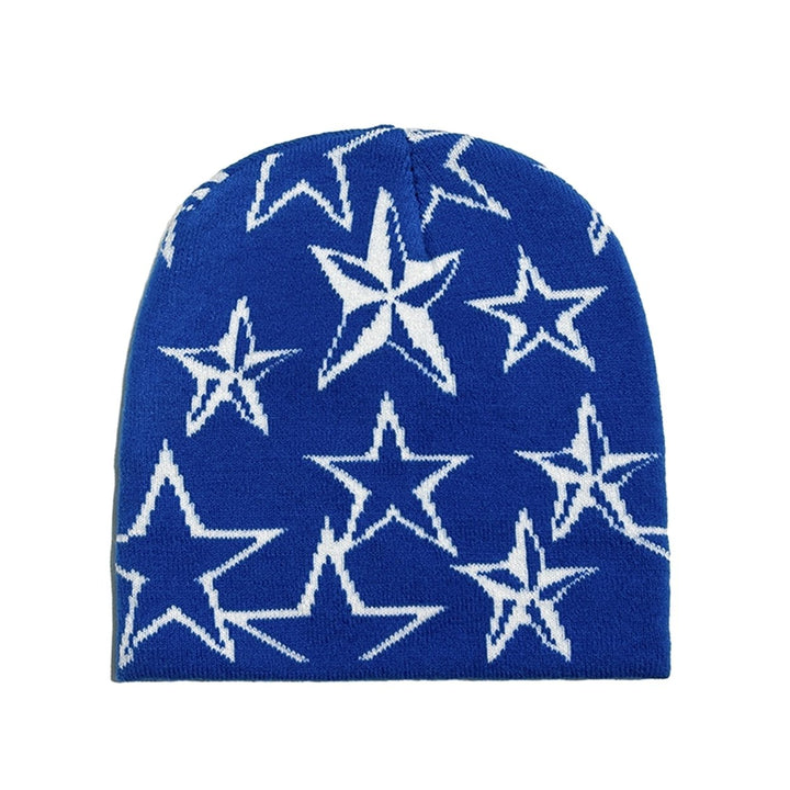 Unisex Knitted Hat Ultra-Thick Windproof Super Soft Lightweight High Elastic Star Print Winter Warm Hat Image 4