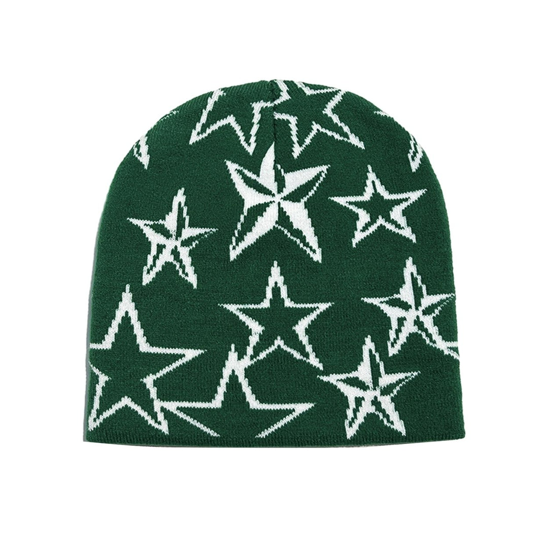 Unisex Knitted Hat Ultra-Thick Windproof Super Soft Lightweight High Elastic Star Print Winter Warm Hat Image 4