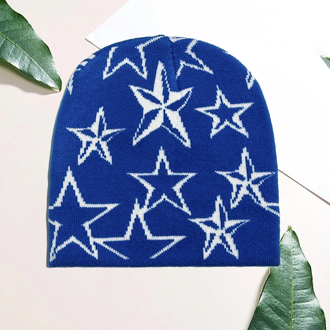 Unisex Knitted Hat Ultra-Thick Windproof Super Soft Lightweight High Elastic Star Print Winter Warm Hat Image 7