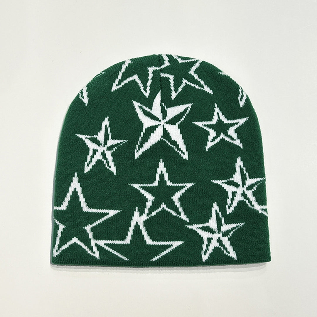 Unisex Knitted Hat Ultra-Thick Windproof Super Soft Lightweight High Elastic Star Print Winter Warm Hat Image 9