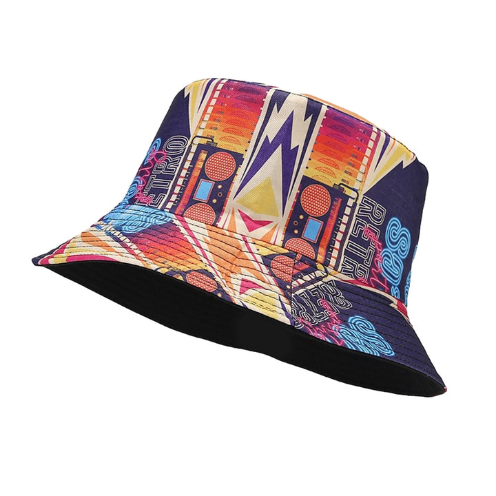 Retro Bucket Hat Graffiti Pattern Double-sided Wearable Basin Hat Summer Beach Travel Outdoor Sun Hat Men Women Image 2