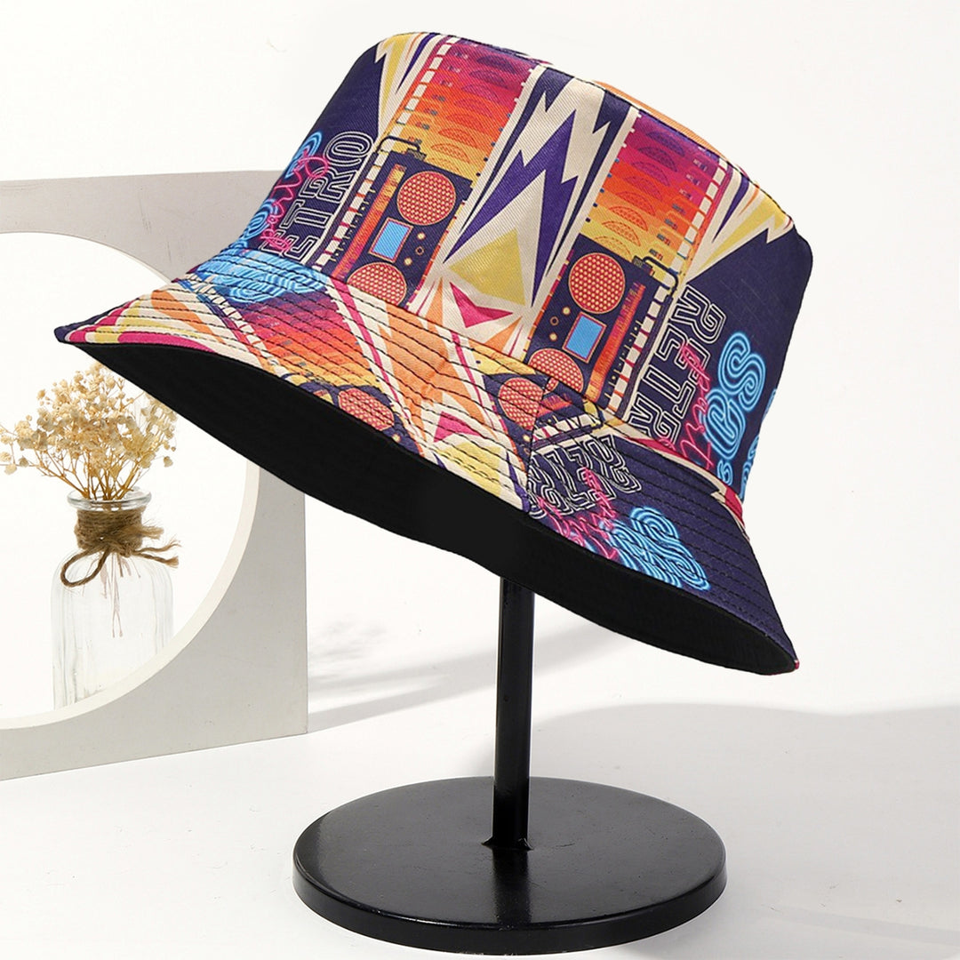 Retro Bucket Hat Graffiti Pattern Double-sided Wearable Basin Hat Summer Beach Travel Outdoor Sun Hat Men Women Image 8