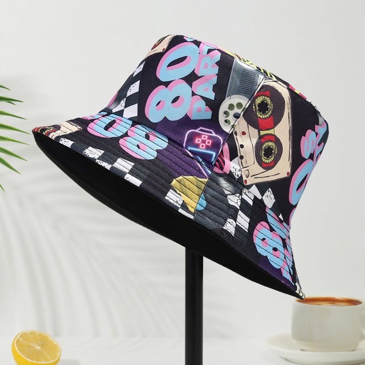 Retro Bucket Hat Graffiti Pattern Double-sided Wearable Basin Hat Summer Beach Travel Outdoor Sun Hat Men Women Image 11