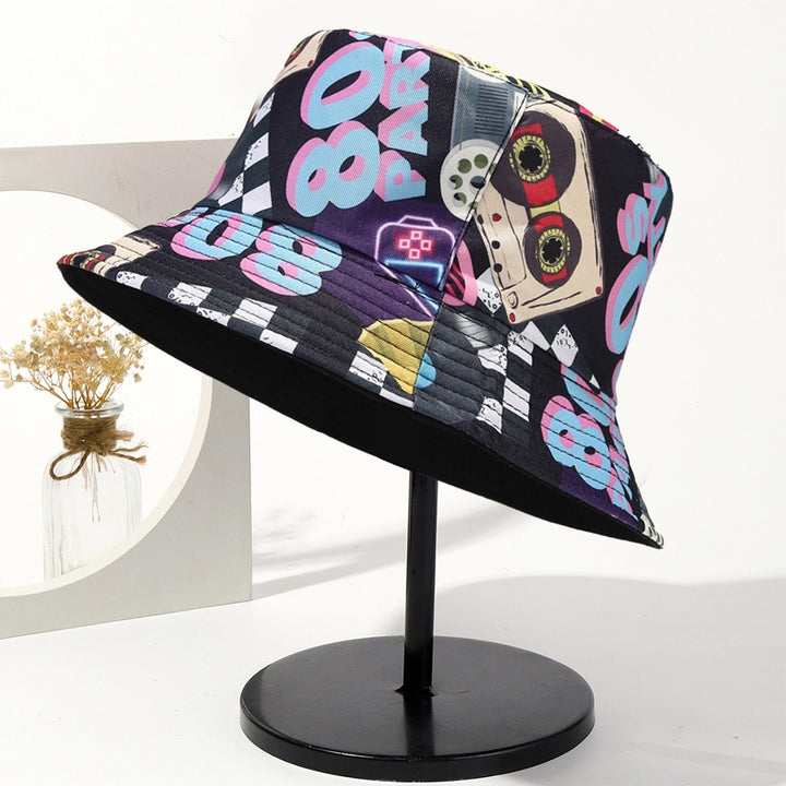 Retro Bucket Hat Graffiti Pattern Double-sided Wearable Basin Hat Summer Beach Travel Outdoor Sun Hat Men Women Image 12