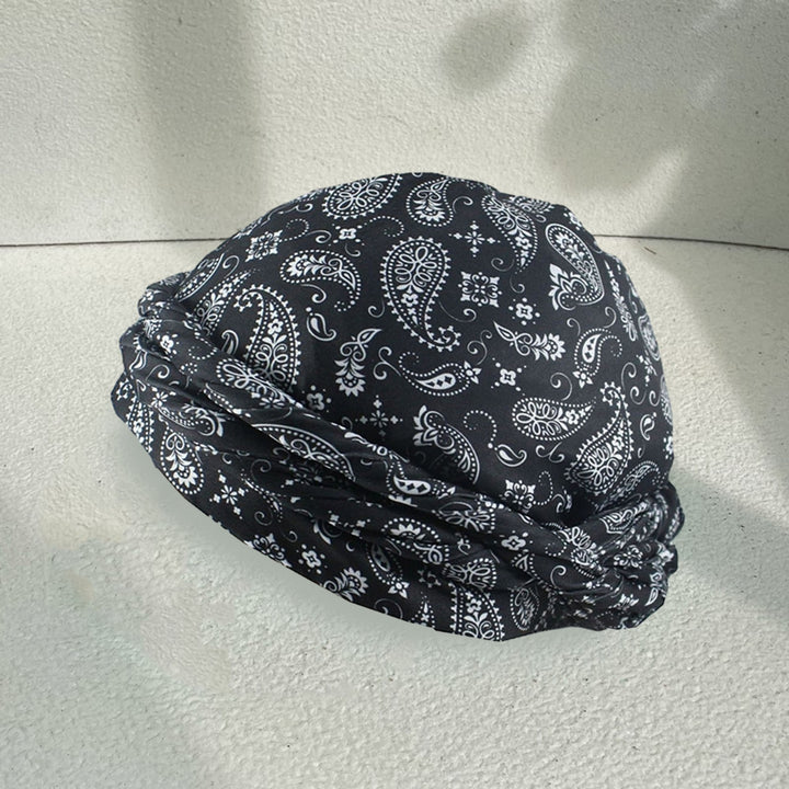 Bohemia Style Cashew Flower Printing Men Turban Hat Double Layer Smooth Satin Headwrap Hip-hop Head Scarf Beanie Hat Image 11