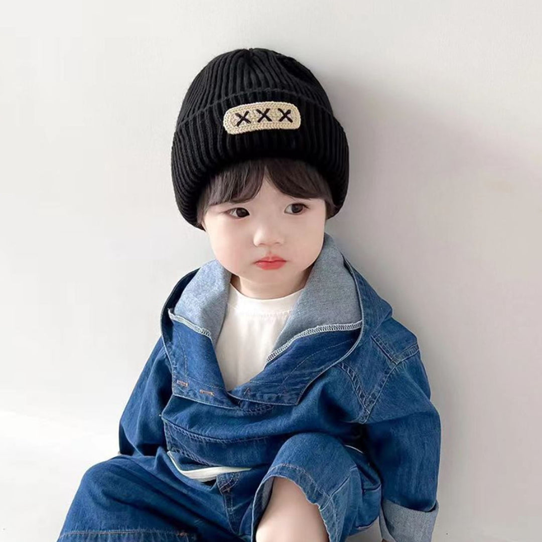 Baby Knitted Hat Thick Elastic Soft Regular Fit Unisex Anti-slip Warm Cold Resistant Striped Texture Decorative Children Image 8