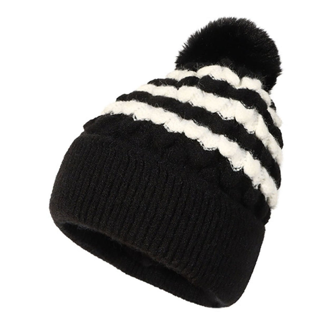 Women Winter Hat Knitted Plush Ball Decor Soft Elastic Anti-slip Regular Fit Cold Resistant Warm Soft Beanie Lady Cap Image 1