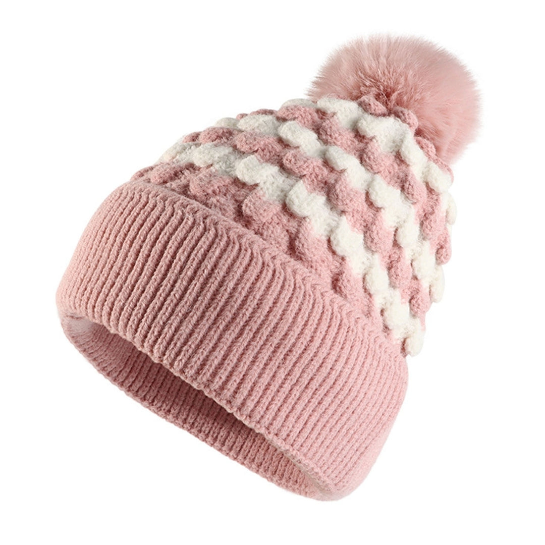 Women Winter Hat Knitted Plush Ball Decor Soft Elastic Anti-slip Regular Fit Cold Resistant Warm Soft Beanie Lady Cap Image 4