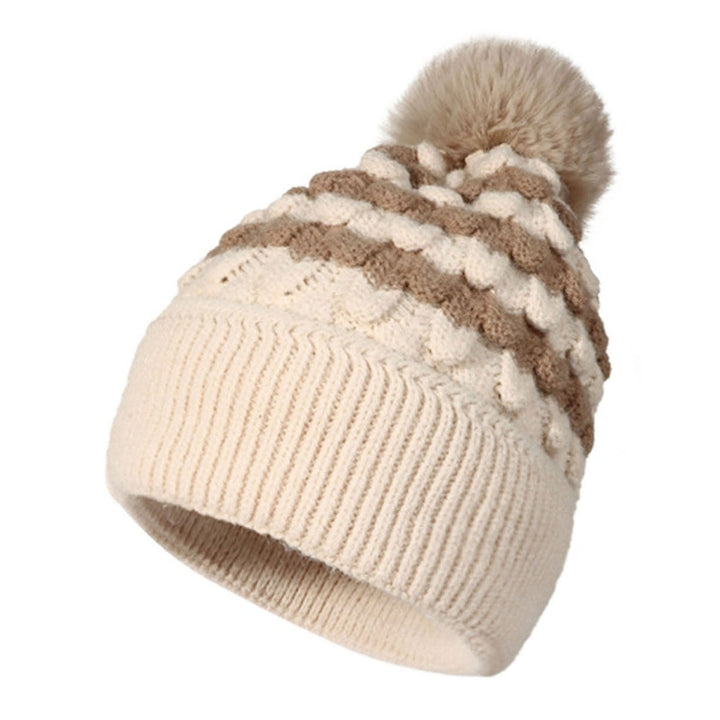 Women Winter Hat Knitted Plush Ball Decor Soft Elastic Anti-slip Regular Fit Cold Resistant Warm Soft Beanie Lady Cap Image 6