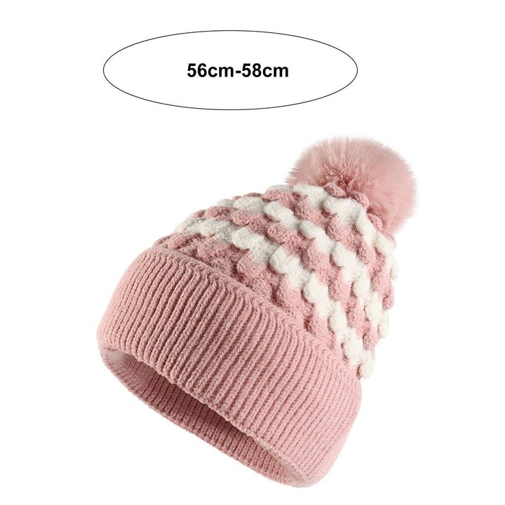 Women Winter Hat Knitted Plush Ball Decor Soft Elastic Anti-slip Regular Fit Cold Resistant Warm Soft Beanie Lady Cap Image 10