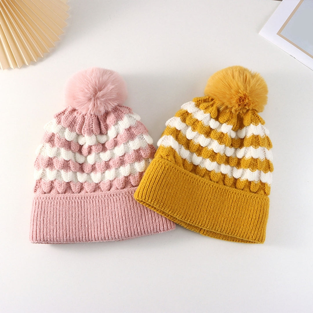 Women Winter Hat Knitted Plush Ball Decor Soft Elastic Anti-slip Regular Fit Cold Resistant Warm Soft Beanie Lady Cap Image 11