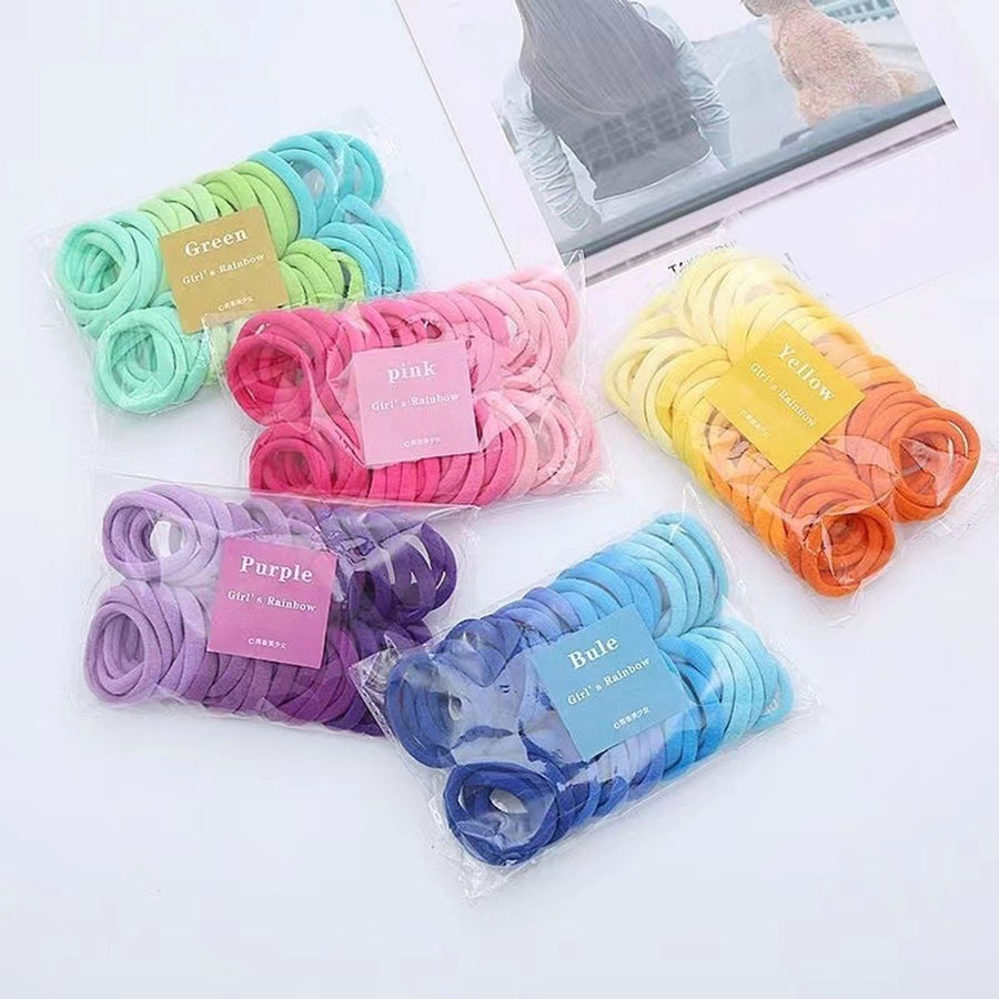38Pcs Gradient Color Elastic Hair Ties Women Simple Seamless Soft Hair Bands Ponytail Holder Headdress Hair Accessories Image 1